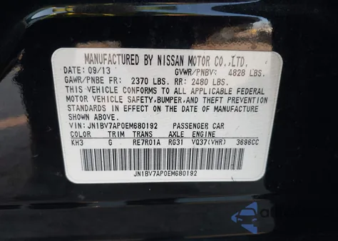 2014 Infiniti Q50 Premium z USA, uszkodzony, nr VIN JN1BV7AP0EM680192